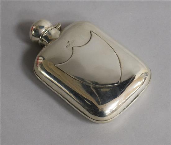 A late Victorian silver hip flask, George Unite, Birmingham, 1888 12.8cm.